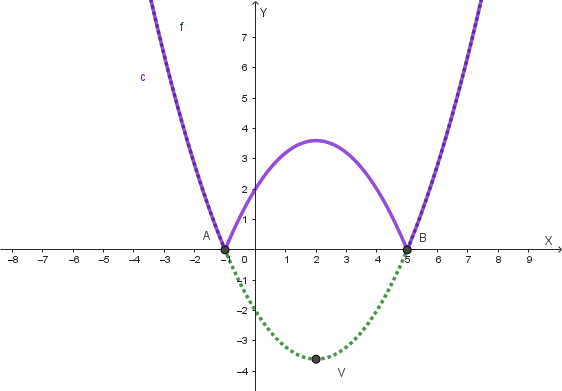 Grafico della funzione y=c(x)=|f(x)|