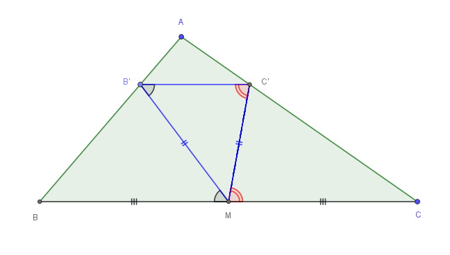 [Image of Triangolo ABC con punti B', C' e M]