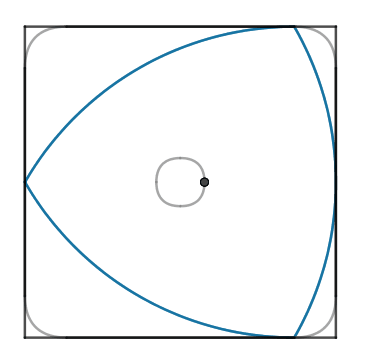Rotazione del triangolo di Reuleaux in un quadrato
