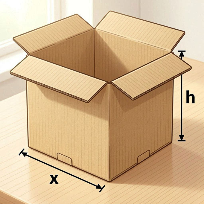 Parallelepipedo a base quadrata di lato x e altezza h