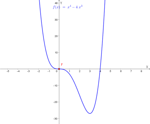 Grafico qualitativo della funzione f(x) = x^4 - 4x^3
